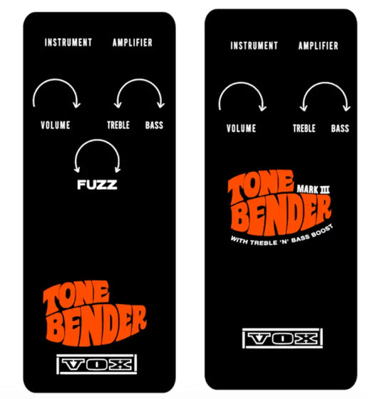 VOX TONE BENDER MK III Fuzz Or Treble 'N' Bass Boost Guitar Effects Pedal Guitar Decal Logo Vinyl