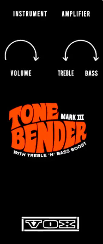 VOX TONE BENDER MK III Fuzz Or Treble 'N' Bass Boost Guitar Effects Pedal Guitar Decal Logo Vinyl