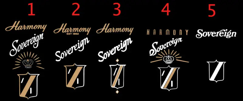 Harmony Sovereign Guitar headstock Decal Logo waterslide or Vinyl Peel & Stick All Years - Guitar-Restore